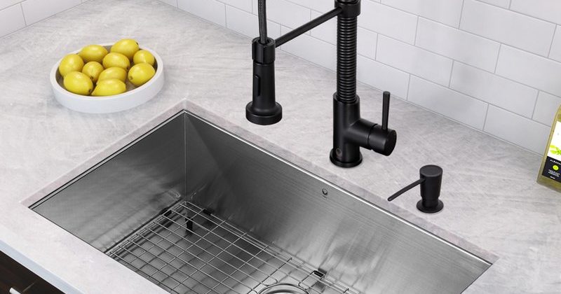 Astonishing 16 Gauge Stainless Steel Undermount Kitchen Sink 32 Inch Single Bowl With Edison Matte Black Faucet 252C Grid Strainer And Soap Dispenser