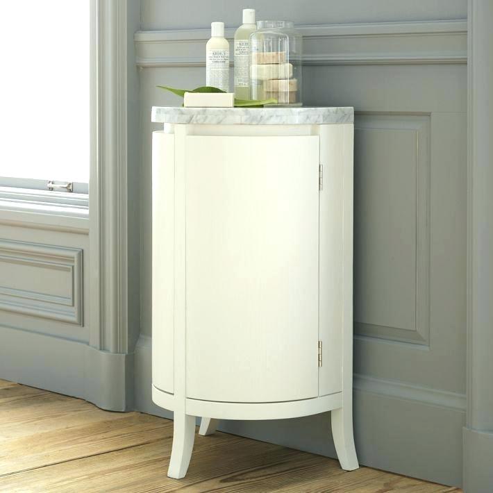 Astonishing Corner Bathroom Storage Cabinet Floor Cabinets White Under Two Bottles And Small Jar On Laminate Lowes
