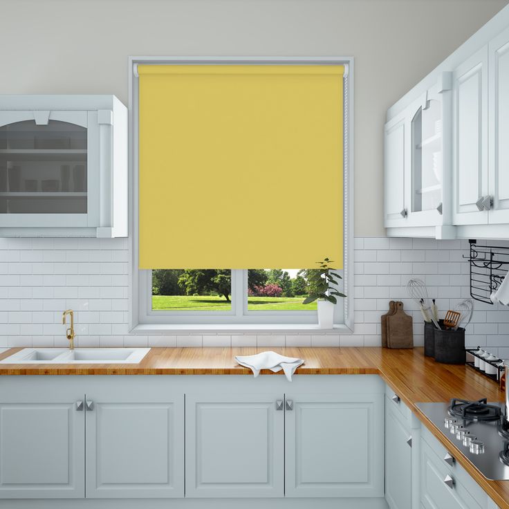 Astonishing Yellow Kitchen Blinds Roller Natural
