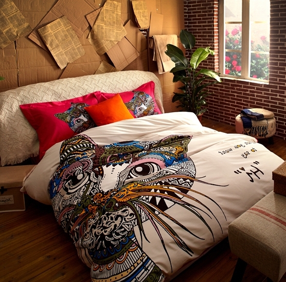 Best German Bed Linen New Modern Cat Luxury Long Staple Cotton Korean