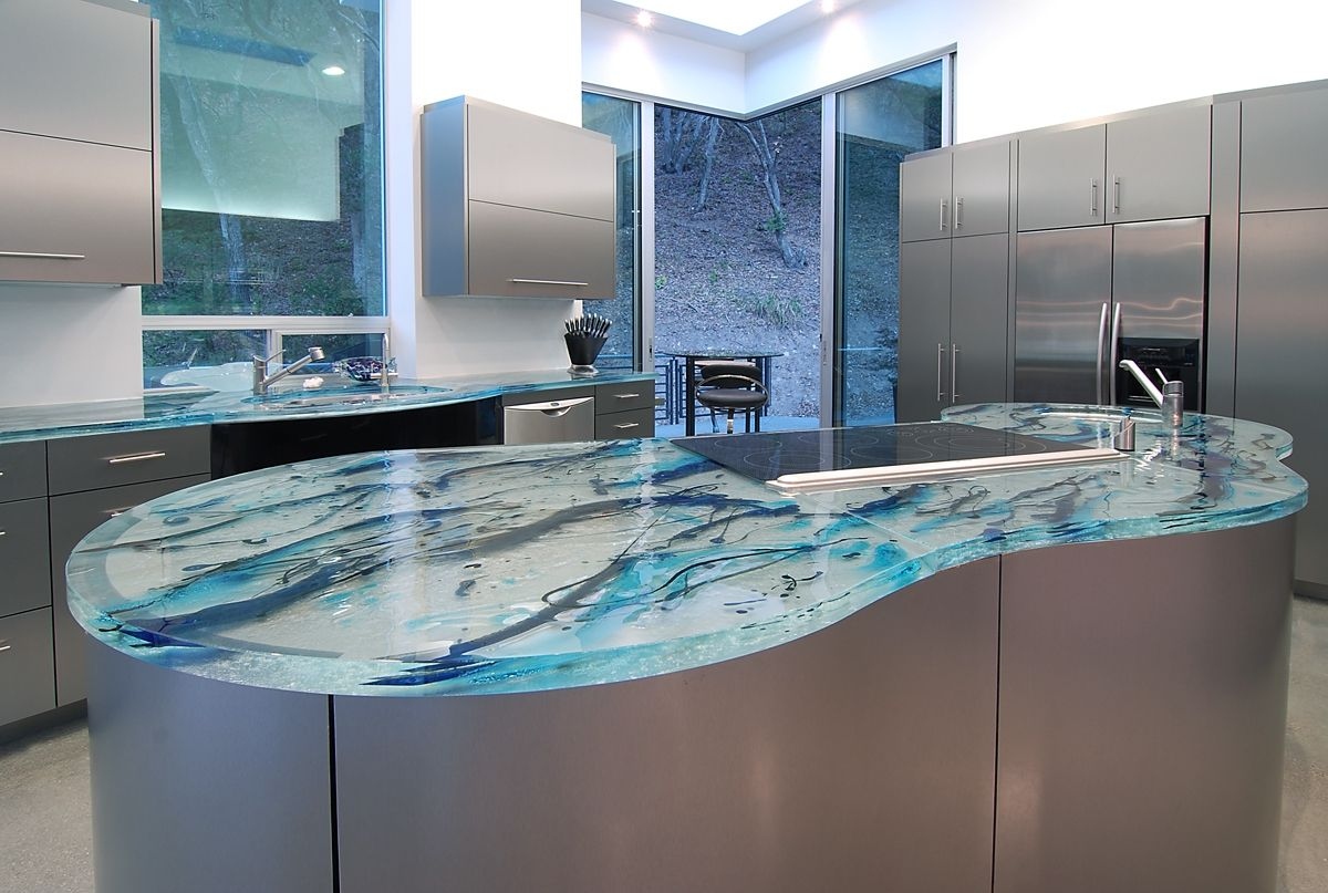 Breathtaking Modern Kitchen Countertops Unusual Material Glass 6