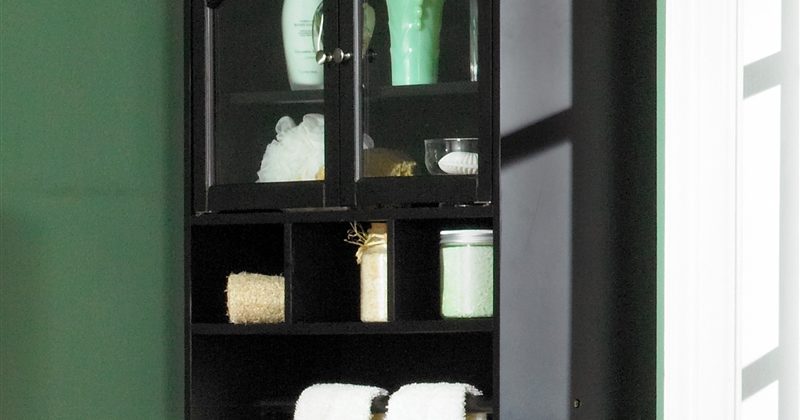 Cute Black Bathroom Wall Cabinets Good Looking Cabinet And Kitchen Creative Home Office Set 9