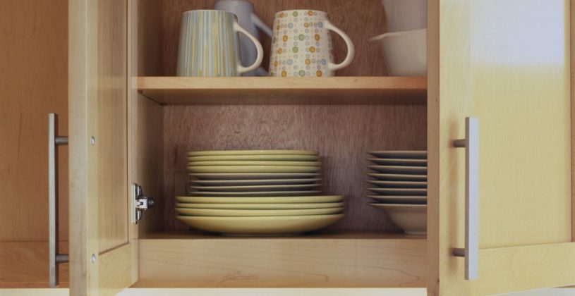 Cute Costco Kitchen Cabinets Sale Dishes In Open Cabinet Close Up 200364123 001