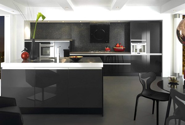 Cute High Gloss Black Kitchen Cabinets 10 Lava Boy