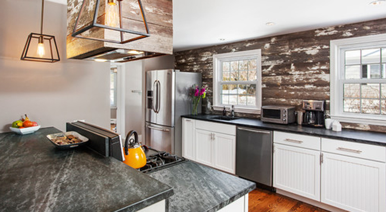 Elegant Reclaimed Wood Kitchen Backsplash Soapstone
