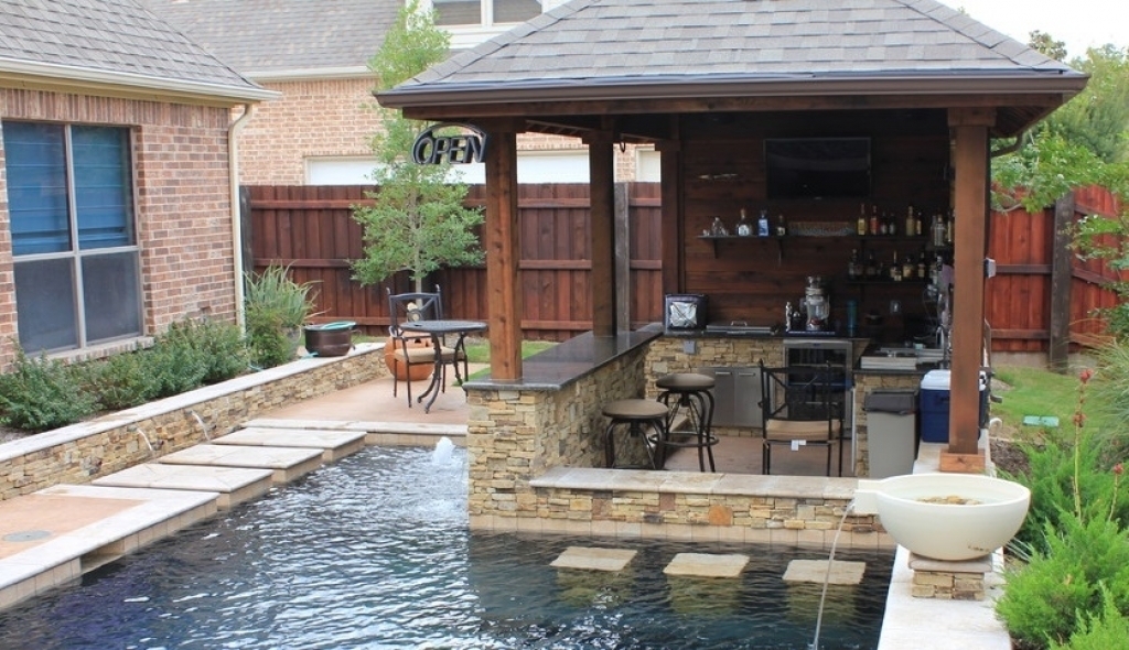 Excellent Backyard Outdoor Kitchen Designs With Pool And Small Yard Patio Style