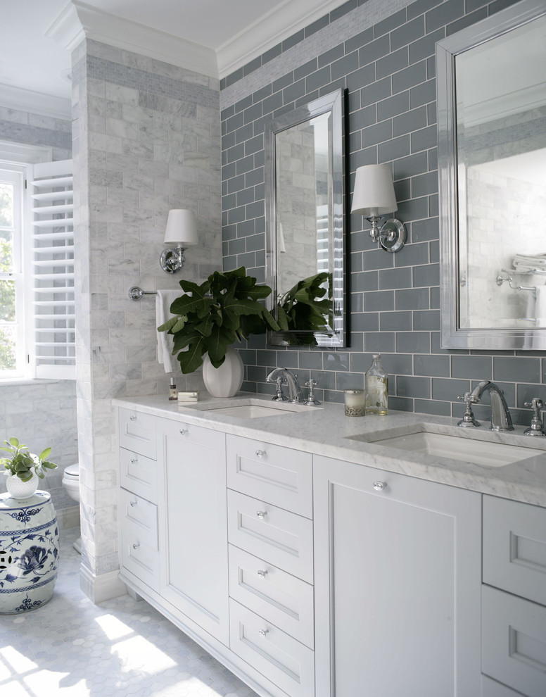 Extraordinary Blue Gray Subway Tile Backsplash Kitchen Traditional With Emeco Bar Stool Custom Cabinet 16