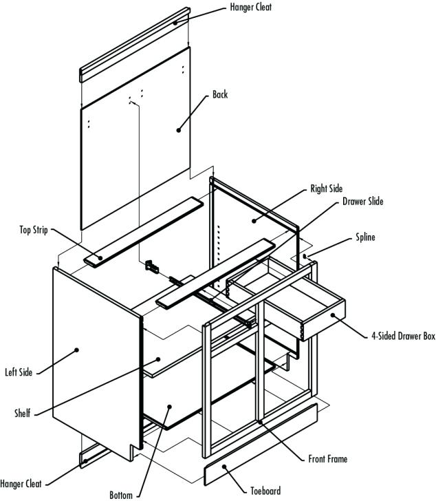 Extraordinary Kitchen Cabinet Pieces Drawer Parts Image Of Diagram