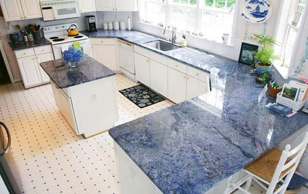Fascinating Blue Granite Kitchen Countertops Bright Bahia