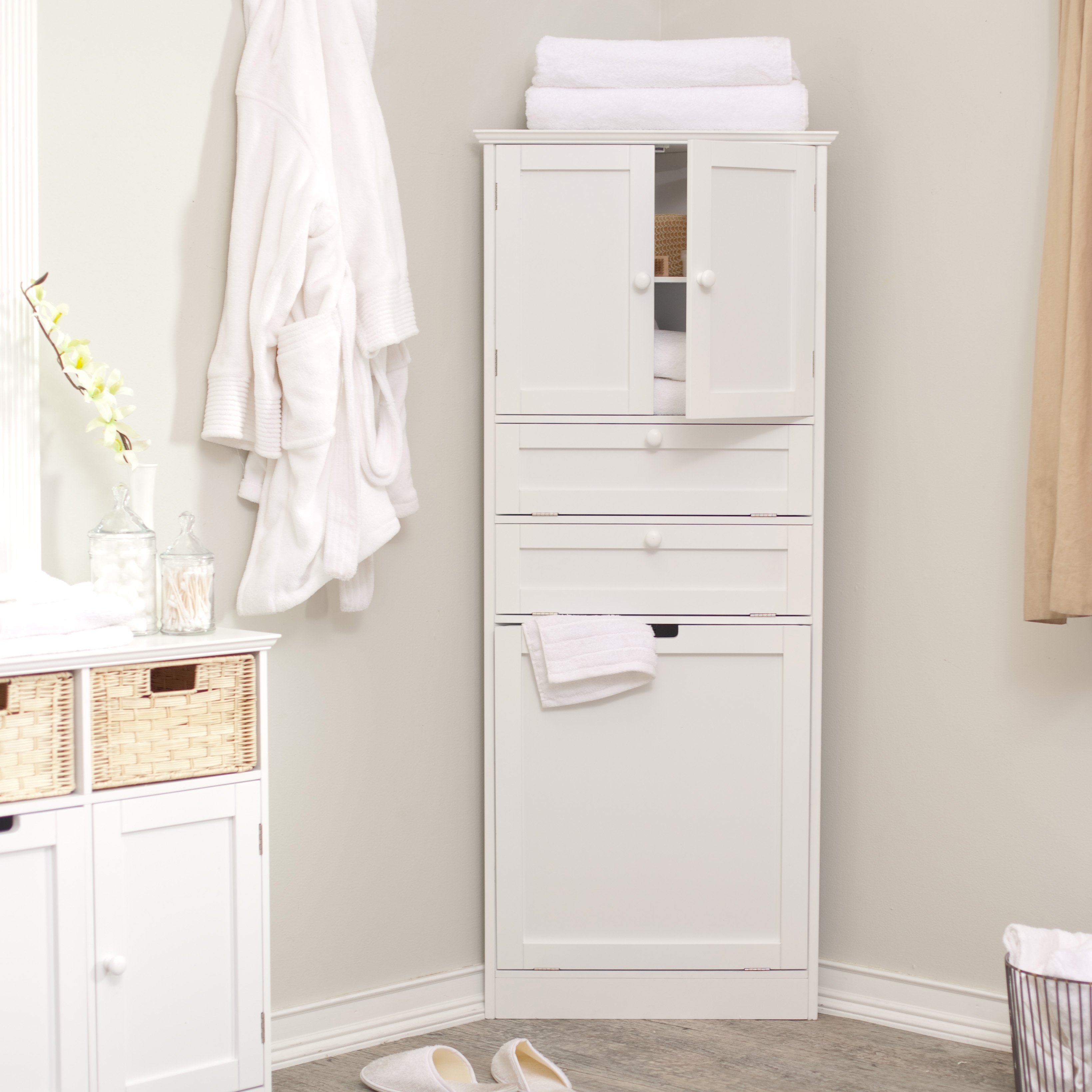 Fascinating Corner Bathroom Storage Cabinet Endearing Cabinets