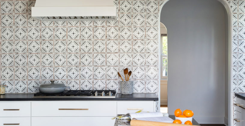 Fascinating Patterned Kitchen Tiles 6a Tile Black White Backsplash Idea