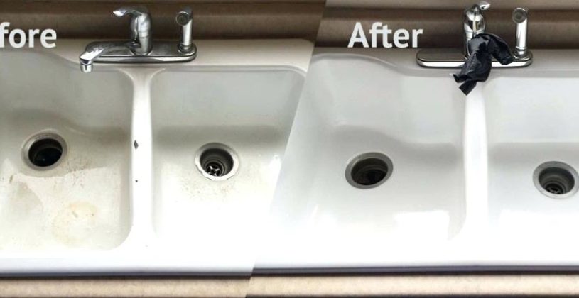 Good Resurfacing Porcelain Kitchen Sinks Refinish Sink Refinishing Home Design Ideas Reface