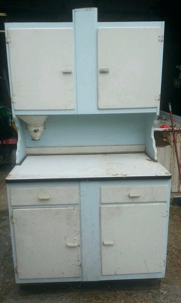 Great Antique Kitchen Pantry Cabinet Flour Mill Bin Vintage Metal