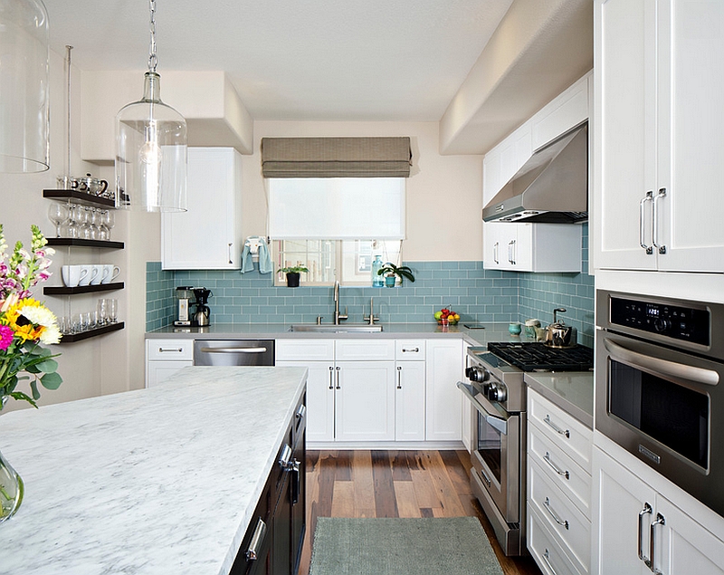 Great Blue Gray Subway Tile Backsplash Glass 20