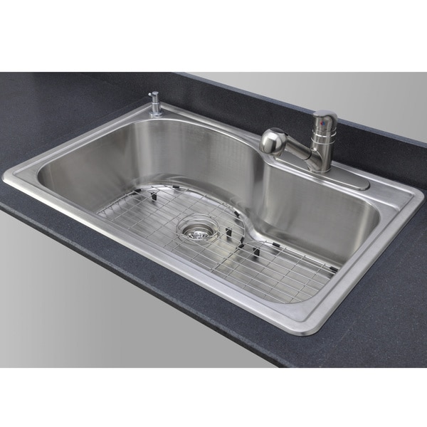 Great Single Bowl Kitchen Sinks Wells Sinkware 18 Gauge Offset Topmount Stainless Steel Sink Package 760244cd 5832 49ef 999f 7890b12cf640 600