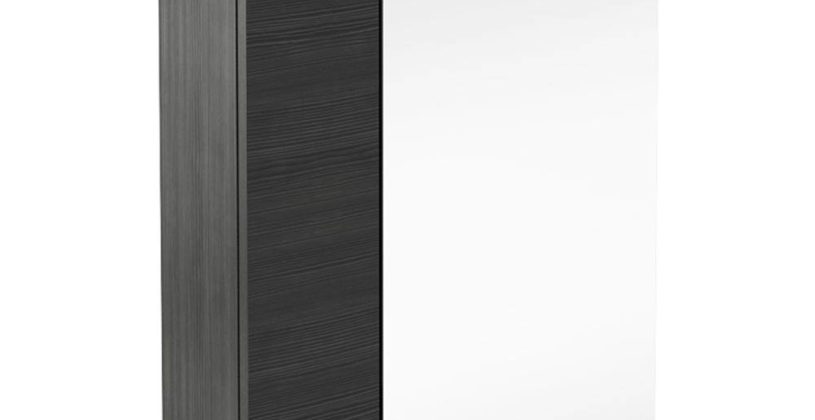 Impressive Black Bathroom Mirror Cabinet Brooklyn Fascia 600mm Lrg