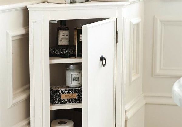 Impressive Corner Bathroom Storage Cabinet 7 White Wood