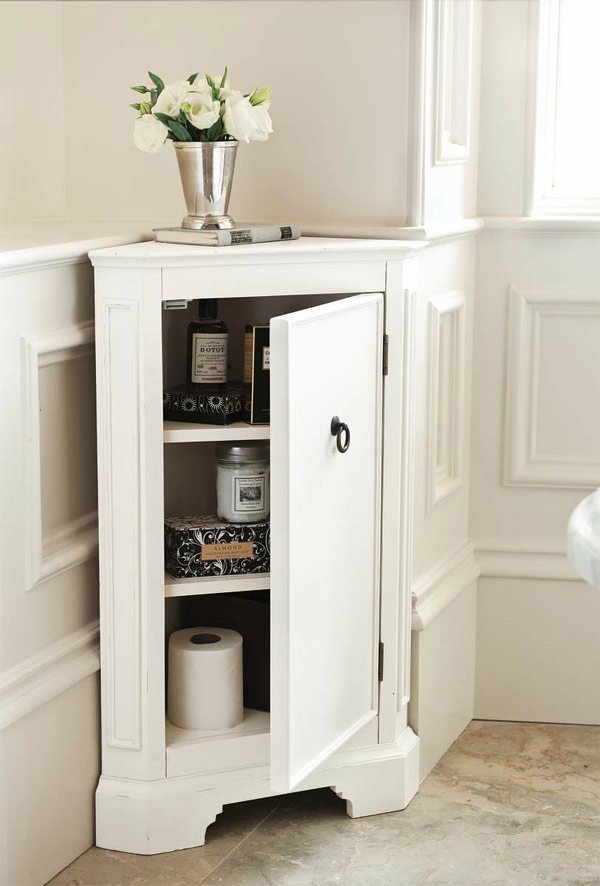 Impressive Corner Bathroom Storage Cabinet 7 White Wood