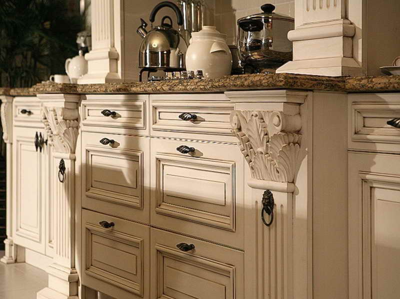Impressive Painting Kitchen Cabinets Distressed White Painted
