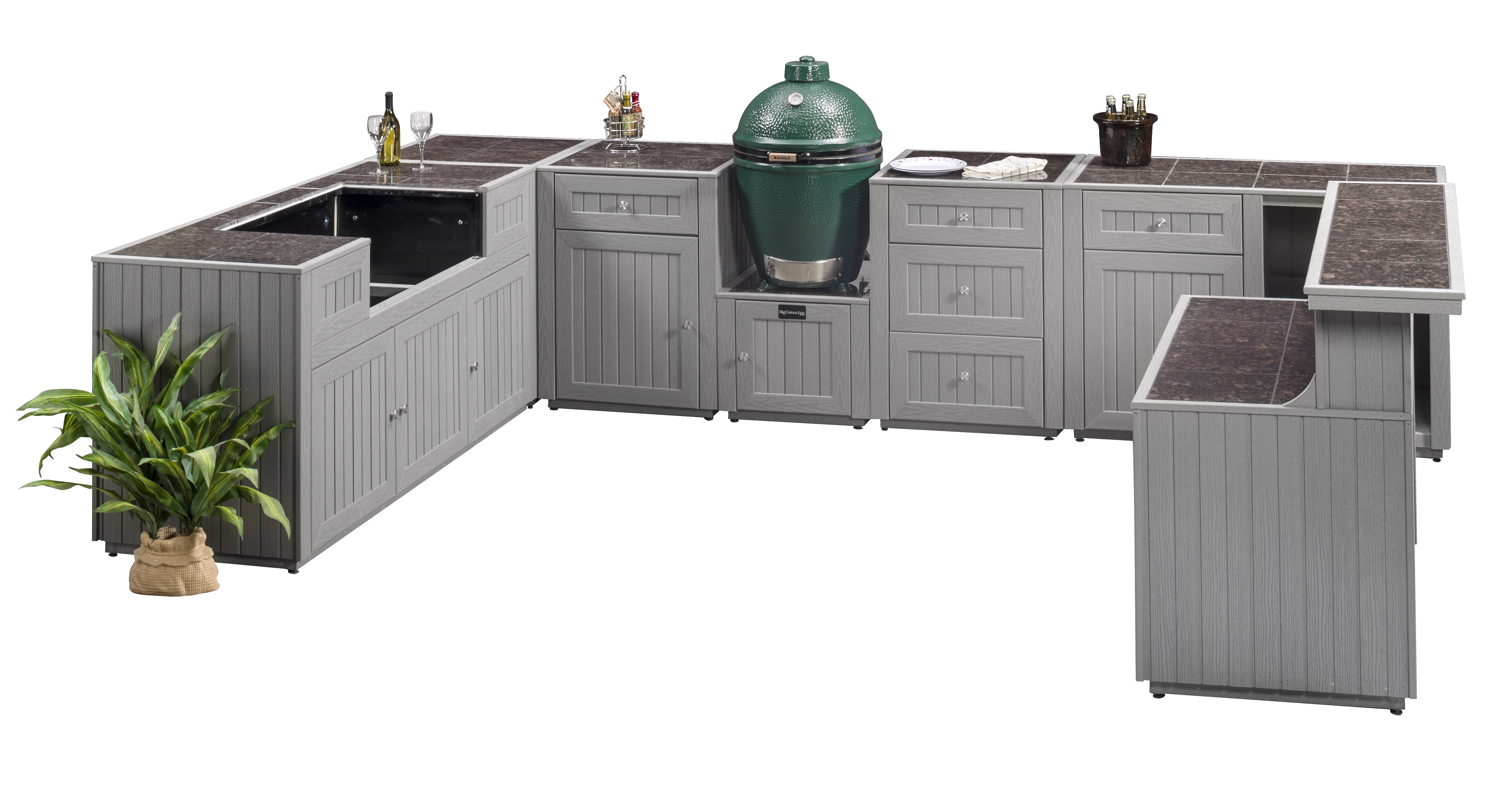 Lovely Modular Outdoor Kitchens 7pc Kamado Gas In Gray1