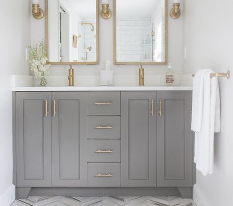 Magnificent Gray Cabinets In Bathroom