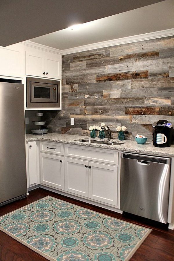 Magnificent Reclaimed Wood Kitchen Backsplash 70 Ideas