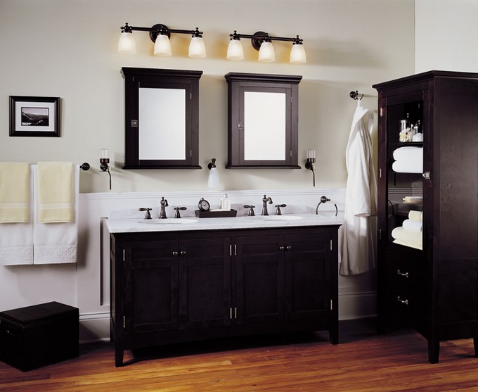Marvelous Bathroom Above Mirror Lighting Idea Light Fixtures Over Lights Led To Lowe S Bronze