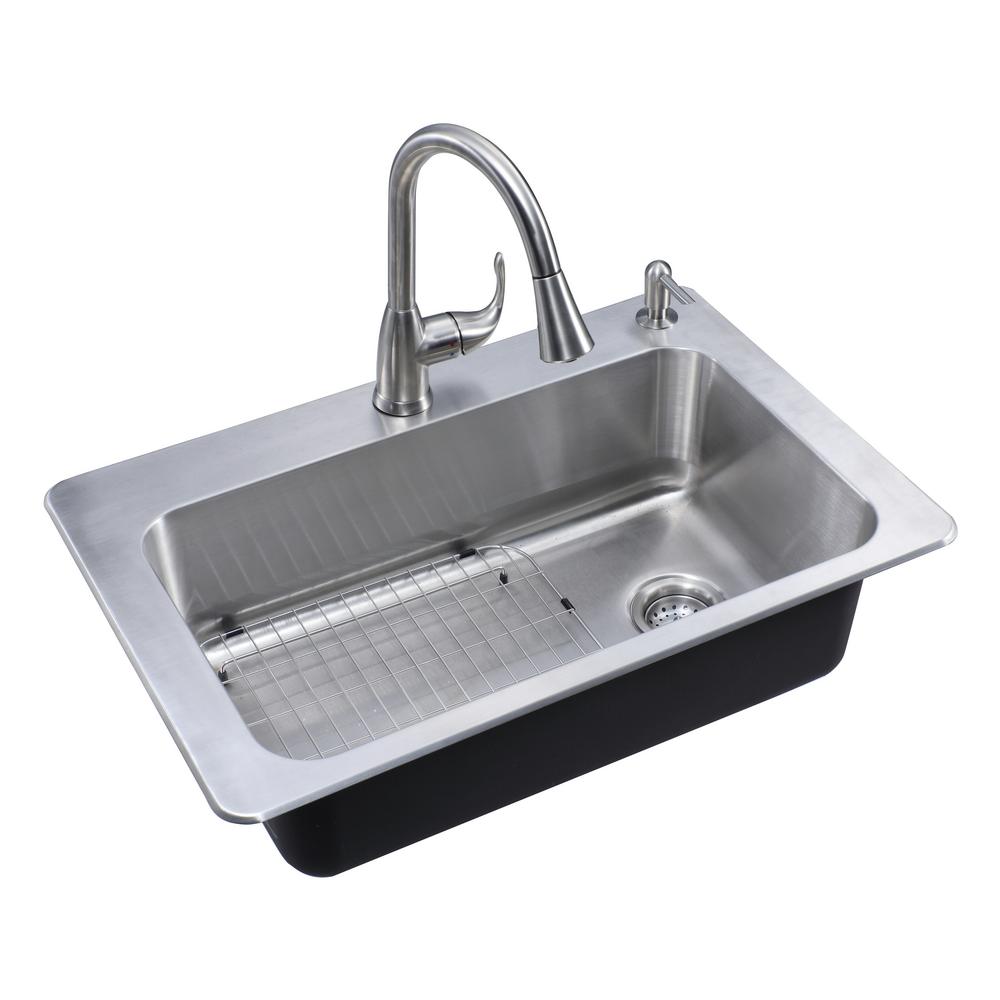 Marvelous Single Bowl Kitchen Sinks Brush Glacier Bay Drop In Vt3322d1 64 1000