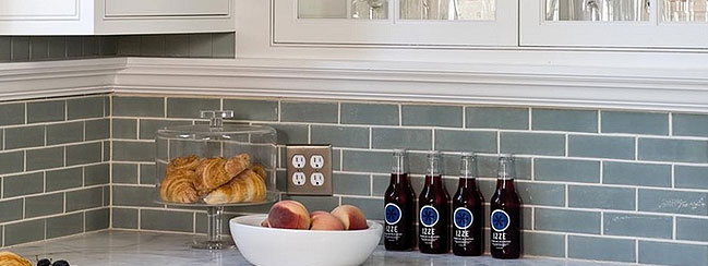 Pretty Blue Gray Subway Tile Backsplash