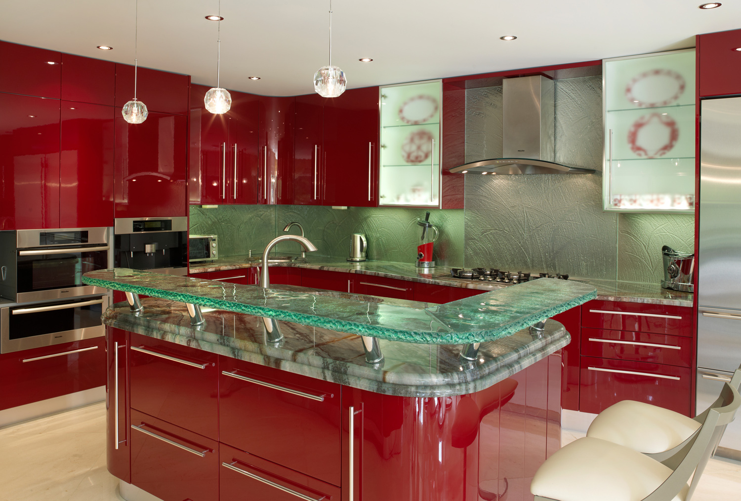 Pretty Modern Kitchen Countertops Unusual Material Glass 3