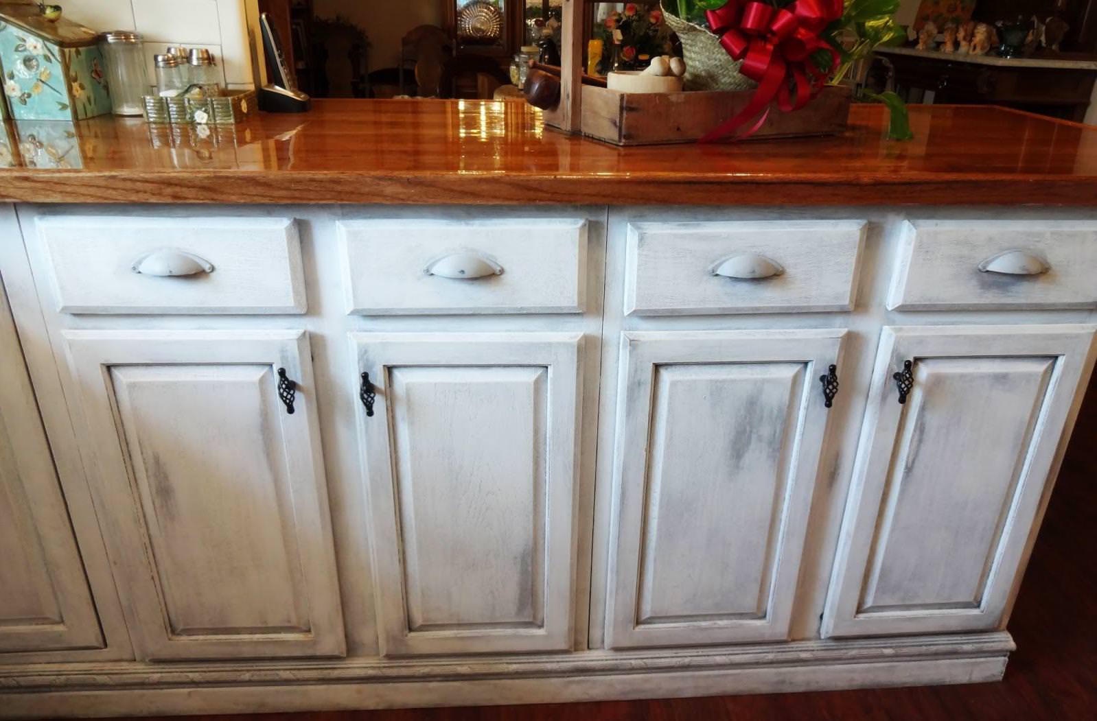Stunning Painting Kitchen Cabinets Distressed White How To Paint Look Antique