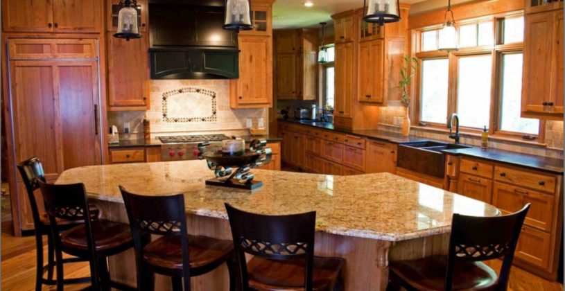 Stunning Rustic Kitchen Lighting Ideas Interesting With Bar Table And Cream Marble Countertop